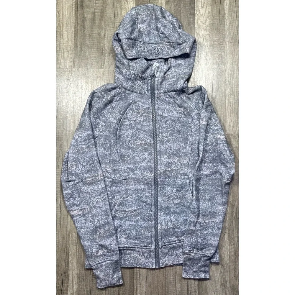 Lululemon Scuba Hoodie‎ Light Cotton Fleece Frozen Vista Alpine White Multi Sz 6